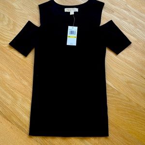 Michael Kors Ribbed knit cold shoulder short sleeves top